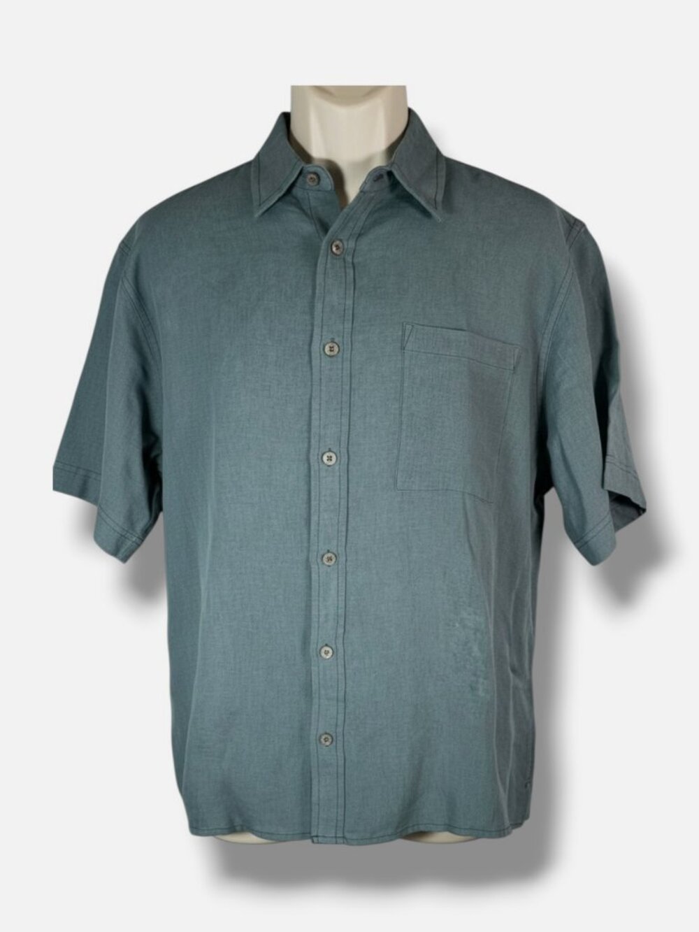 ATM Men's Gray Short Sleeve Camp Collar Button Up Shirt Size L